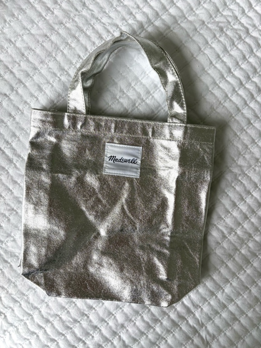Madewell Small Silver Metallic Tote Bag